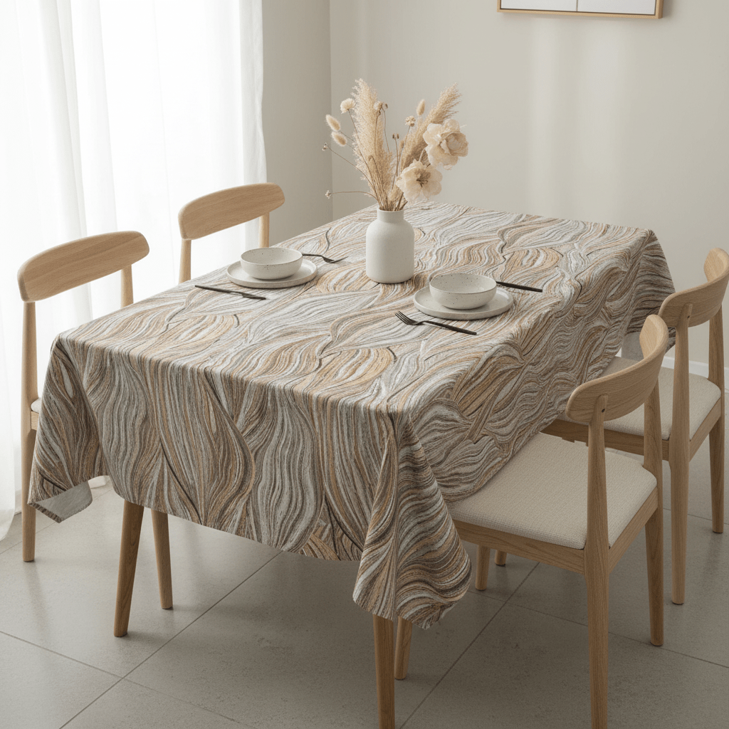 Duchess Satin Table Cloth 2.5M Gold Swirl