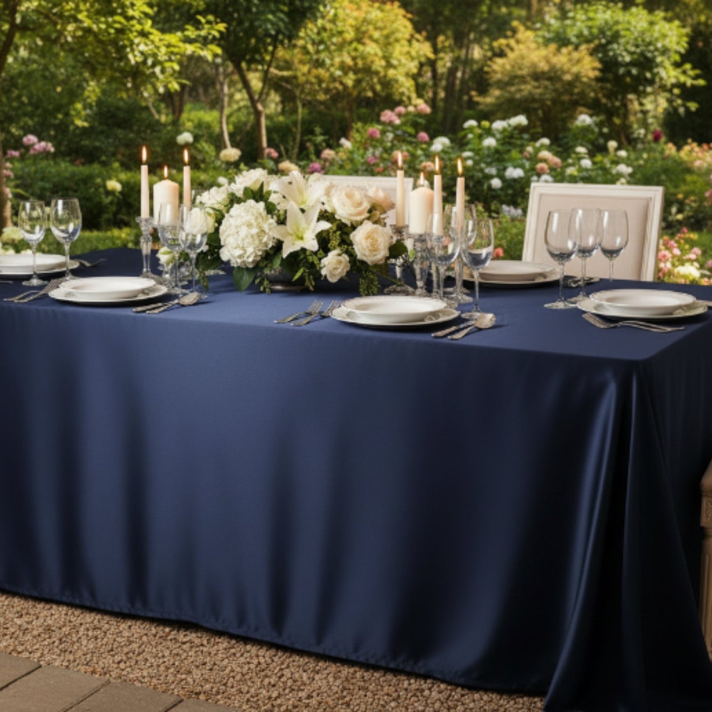 Duchess Satin Table Cloth 2.5M Plain Navy