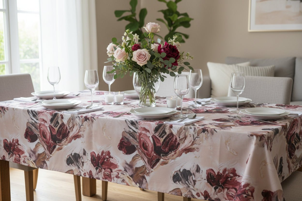 Duchess Satin Table Cloth 2.5M - Red Marble