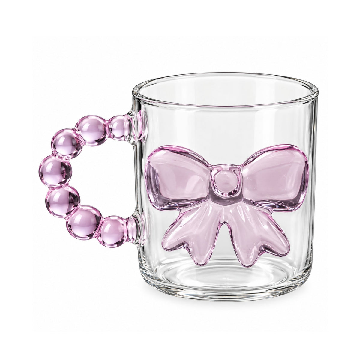 Glass Mug – Decorative Bow Detail with Pearl Handle
