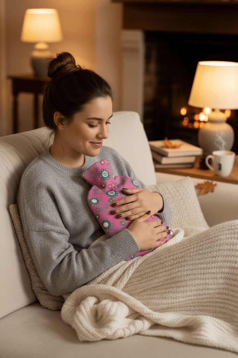 Hot Water Bottle - Dark Pink Flower