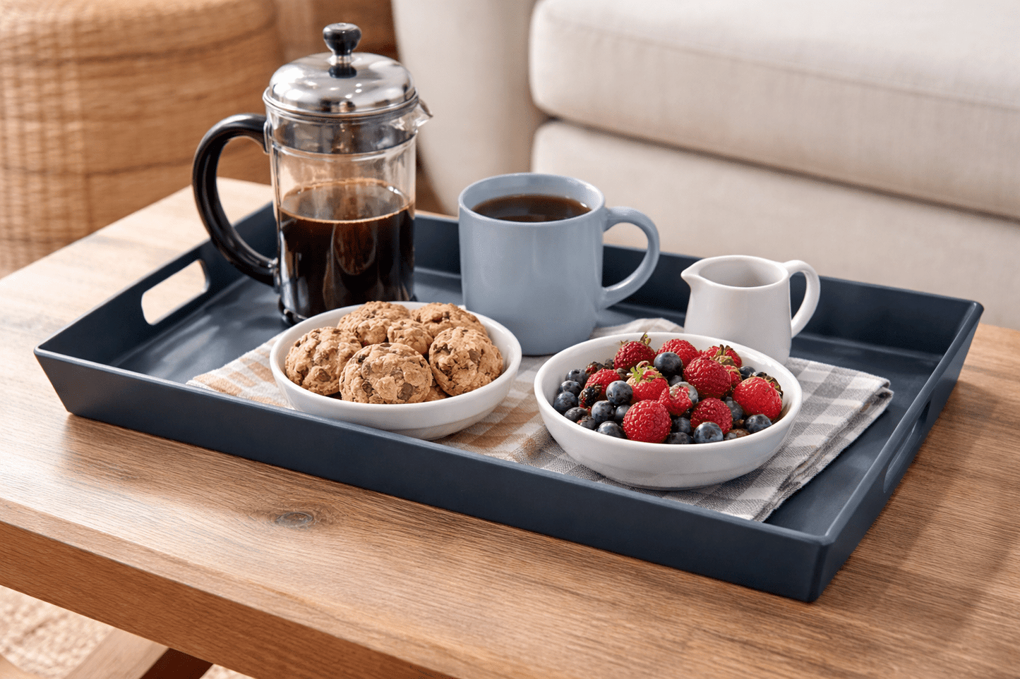Melamine Large Blue Melamine Tray 39x28cm