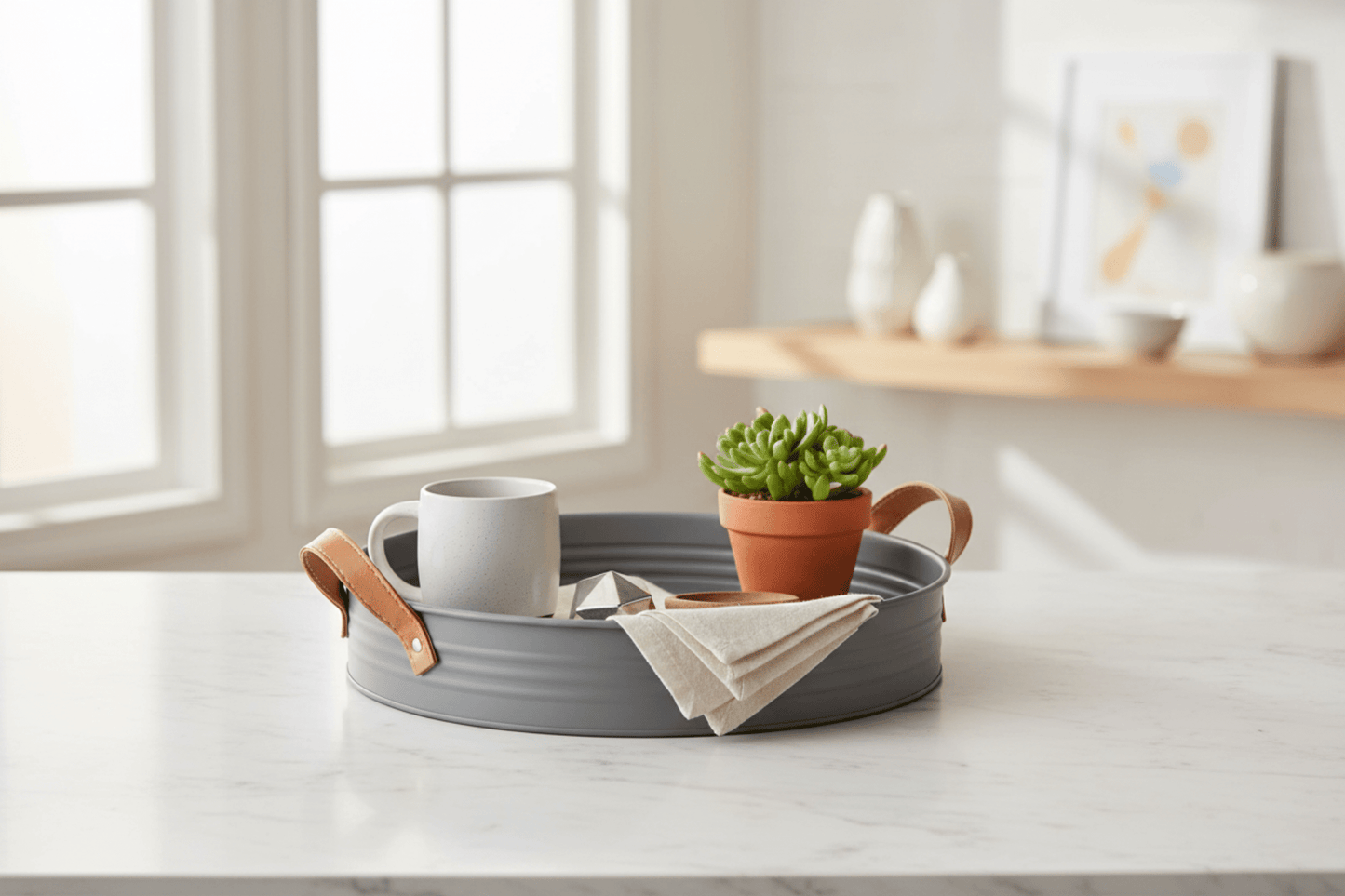 Metal Round Tray With Handle 30.5cm