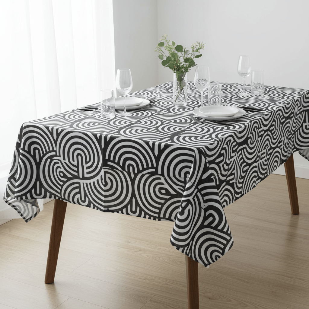 Mini Matt Table Cloth 2.5M Black Swirl