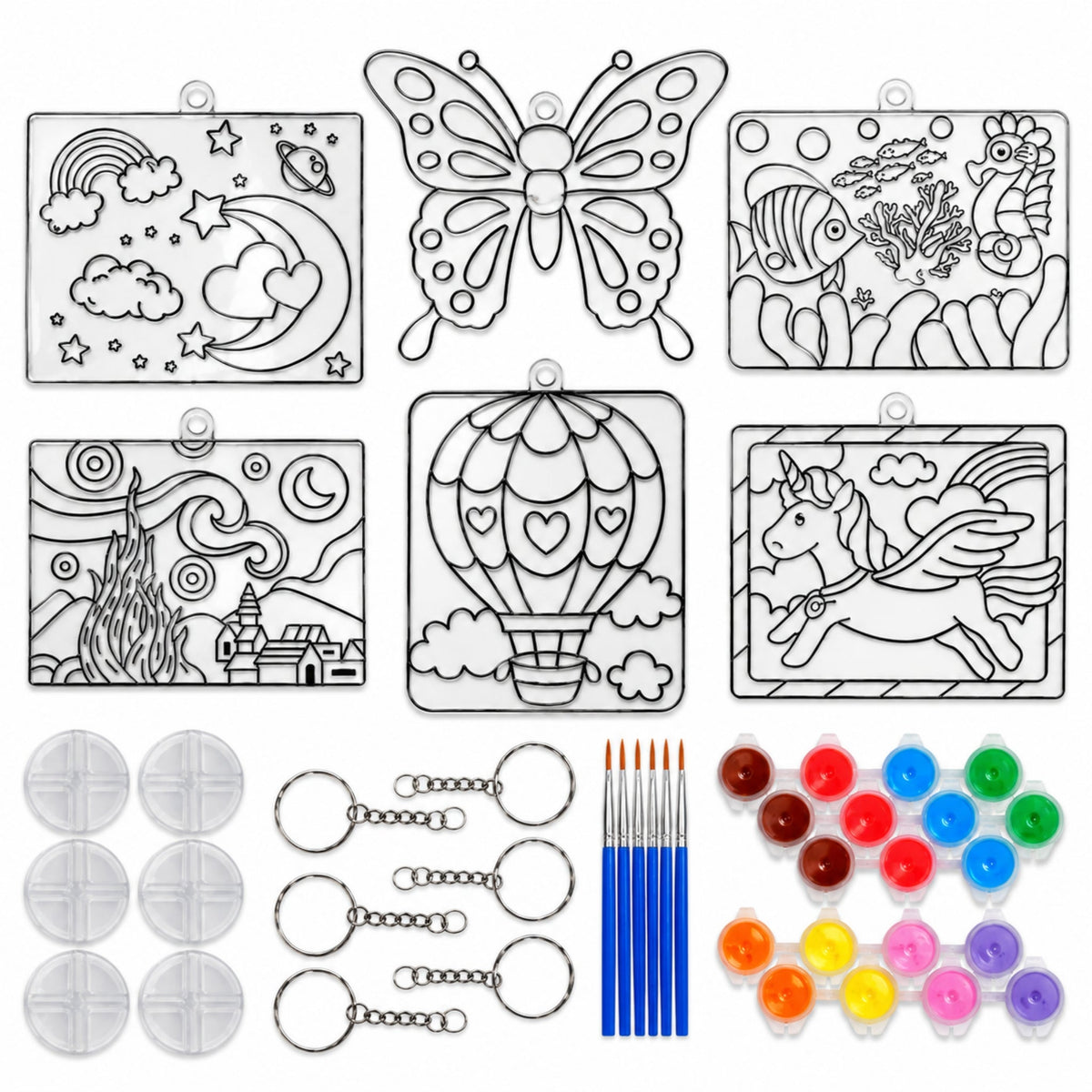 Mould & Paint Suncatcher Kit – DIY Craft Activity With Paintable Design – Hot Air Balloon