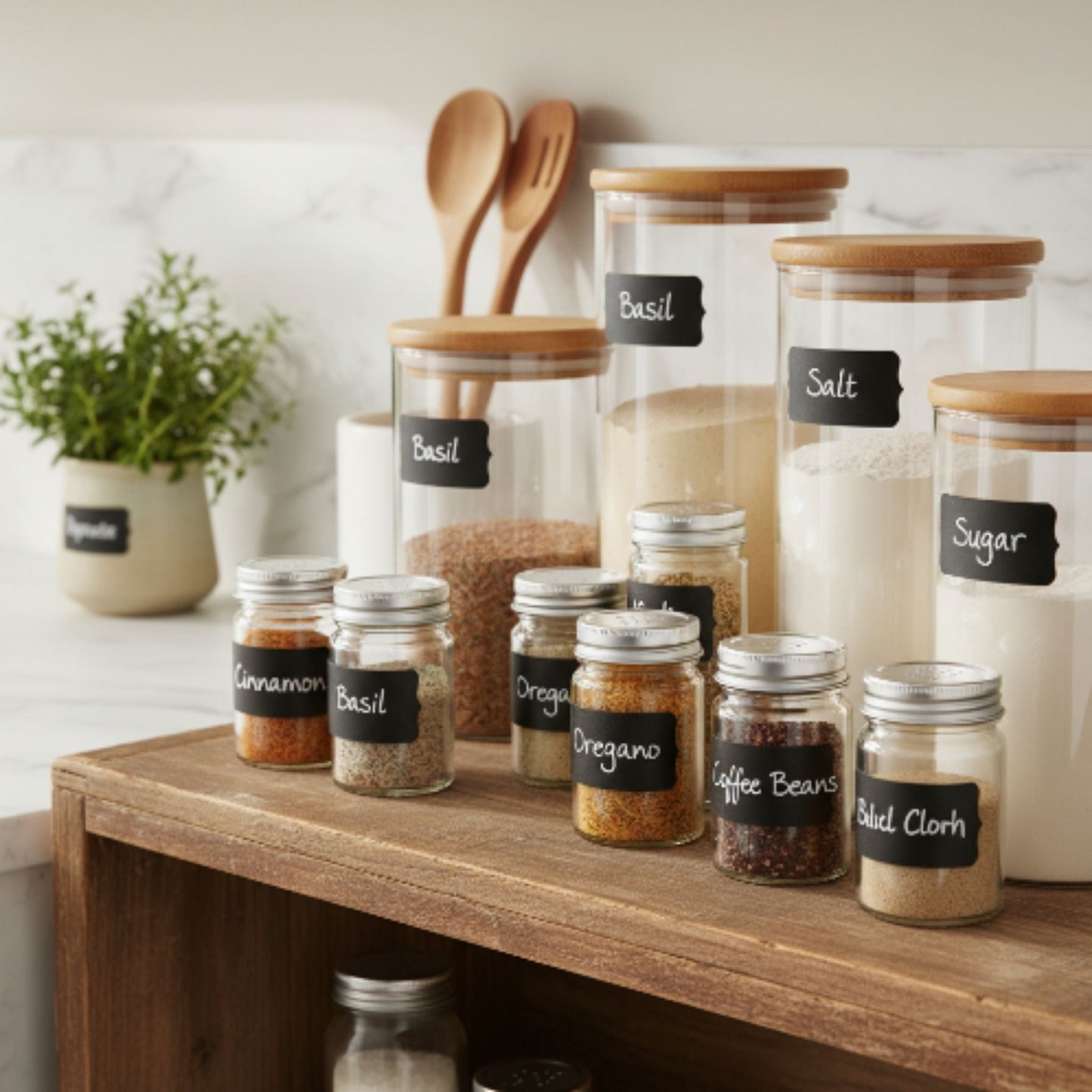 Reusable Chalkboard Labels Stickers for Jars, Containers & Pantry Organization