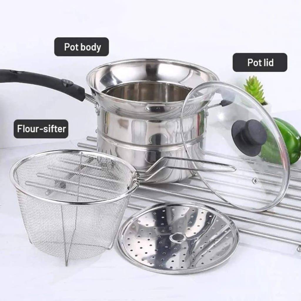 Stainless Steel Steamer/Fryer Pot 22cm