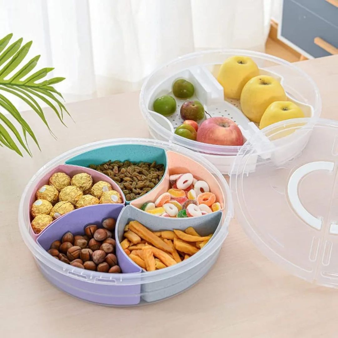 5 Compartment Colourful Snack Box With Lid