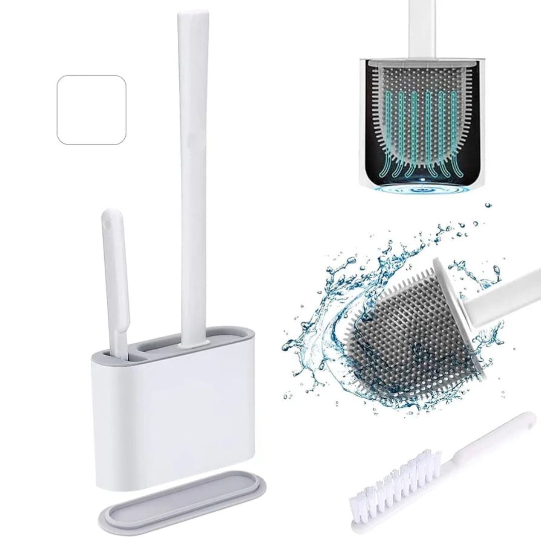 Silicone Toilet Brush With Cleaning Brush