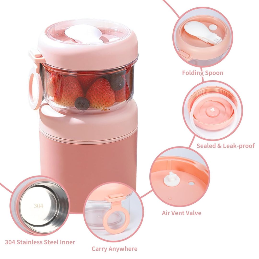 Portable Food Flask With Snack Box