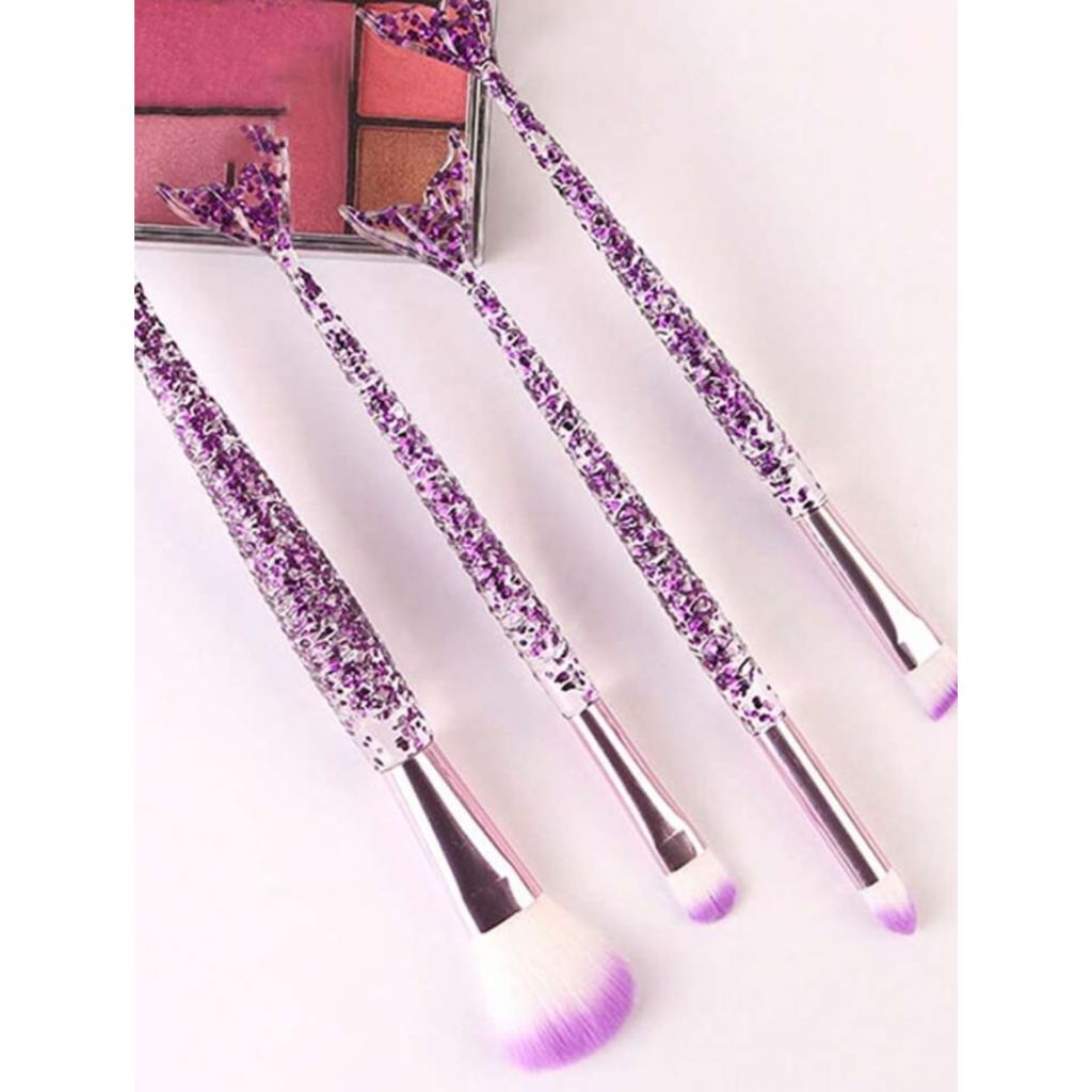 10pc Mermaid Glitter Makeup Brush Set