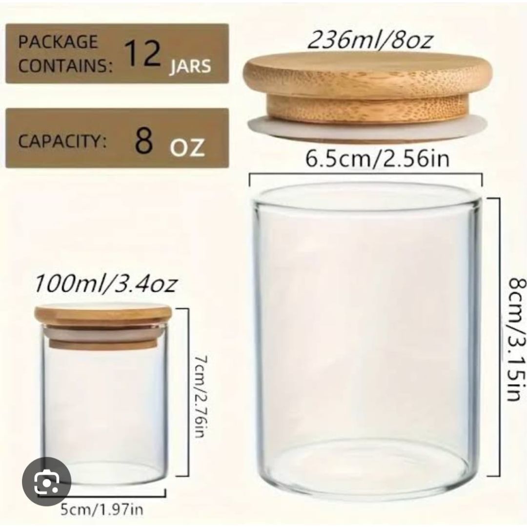 12pc Bamboo Jars 8x6.5cm