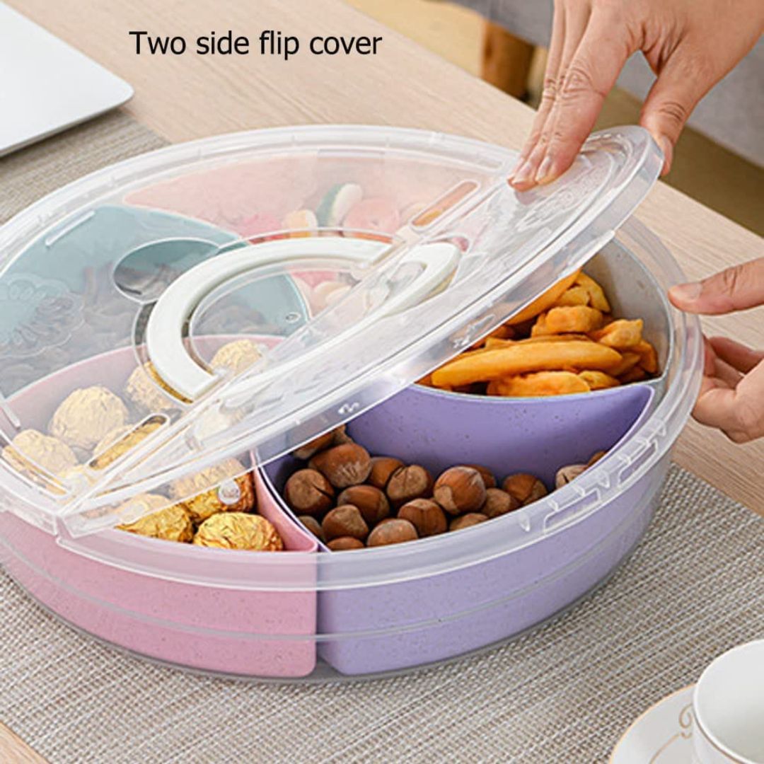 5 Compartment Colourful Snack Box With Lid