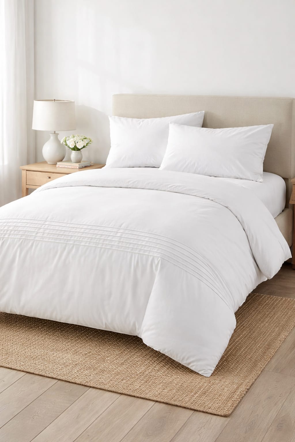 White Pintuck Duvet Cover Set- Pollycotton