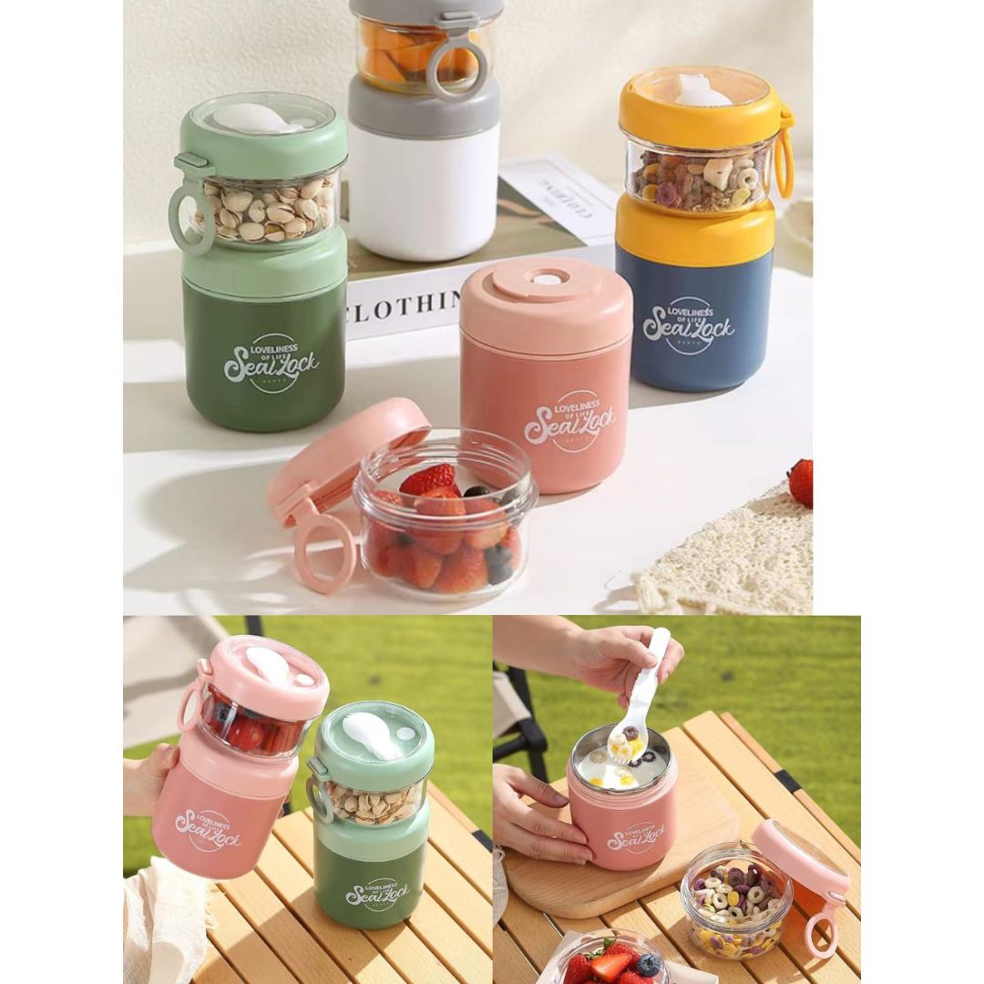 Portable Food Flask With Snack Box