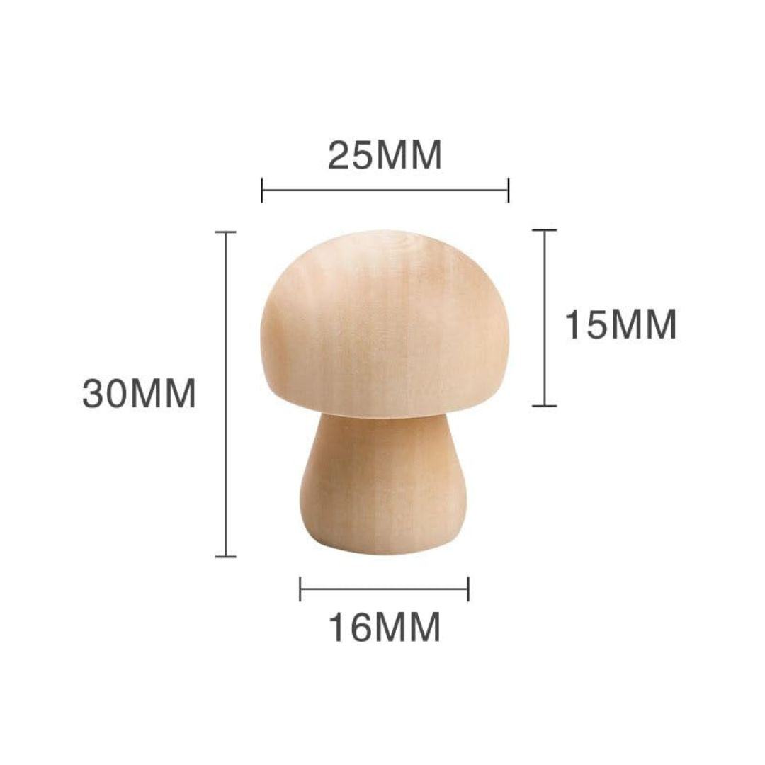 Wooden 6pc DIY Mushroom