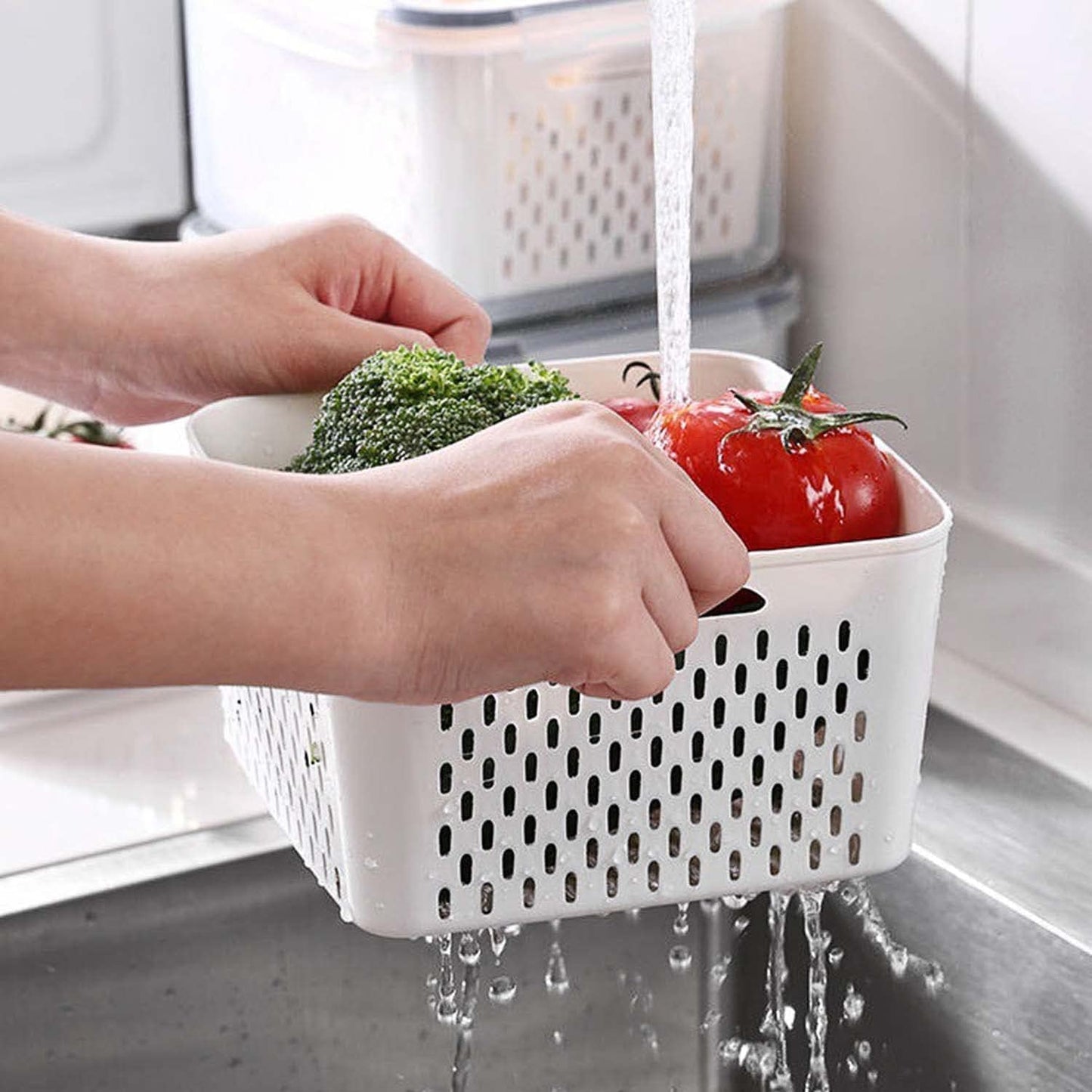 4pc Plastic Fridge Storage With Drainage