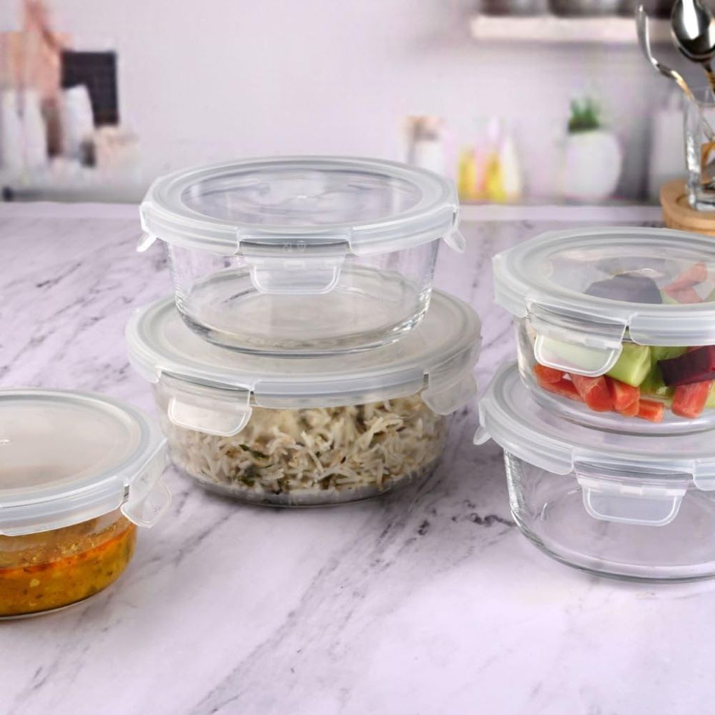 3pc Glass Clip Storage With Clips - Round