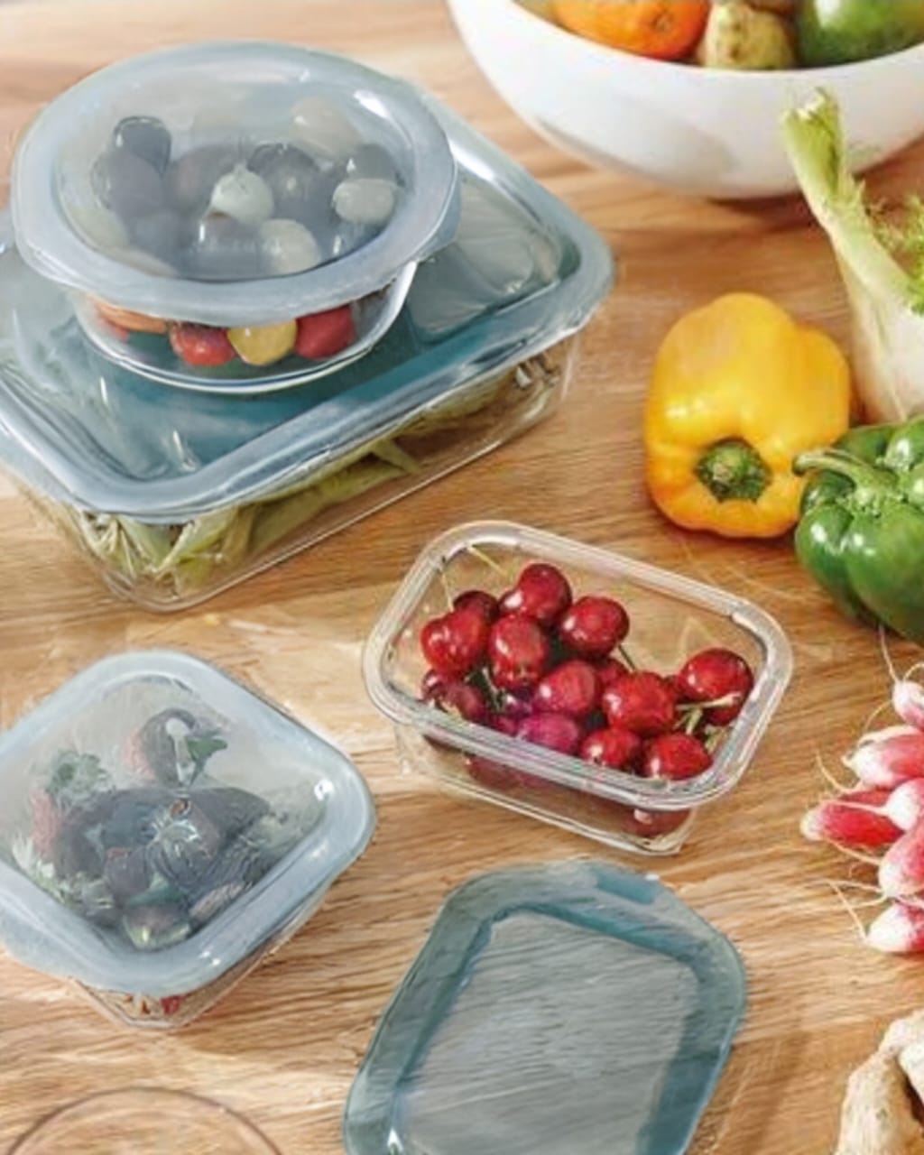 Danny Home Glass Storage With Grey Lid