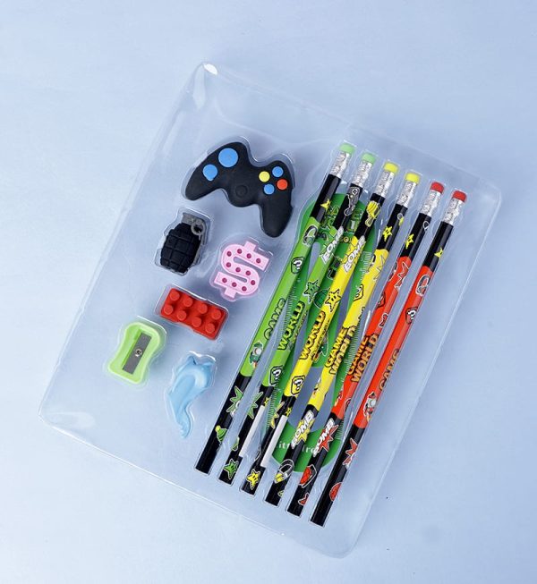 13pc pencil and eraser set