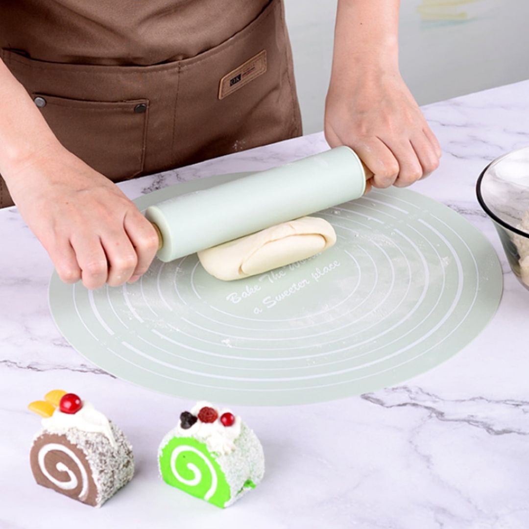 Silicone Rolling Pin And Mat Set