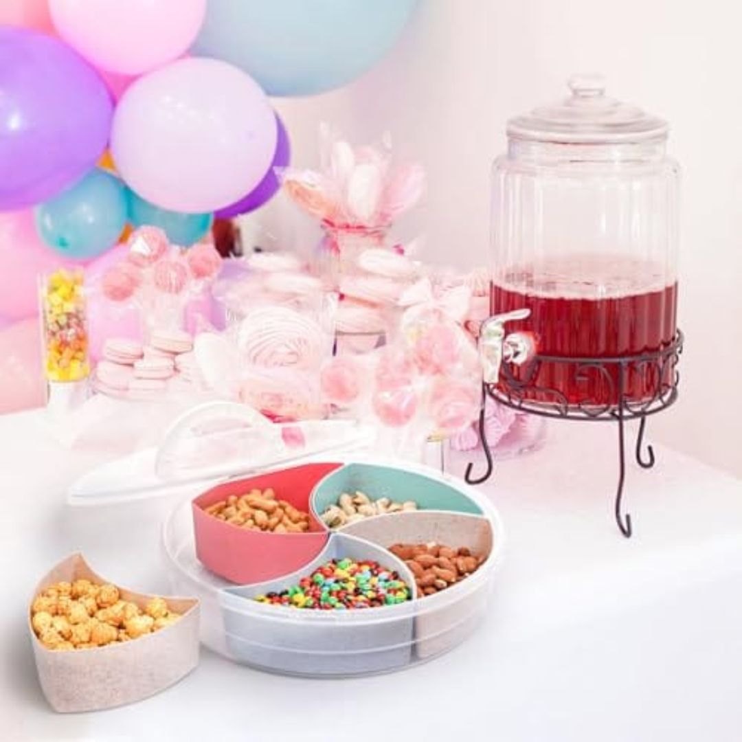 5 Compartment Colourful Snack Box With Lid