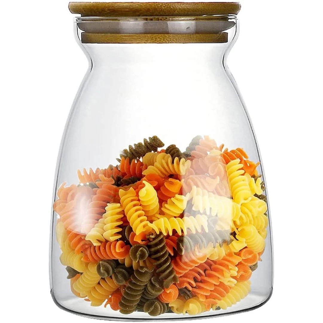 Belly Glass Jar With Bamboo Lid