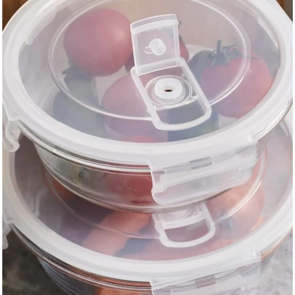 3pc Glass Clip Storage With Clips - Round