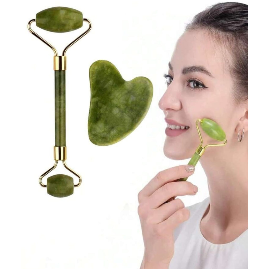 Jade Roller+Guasha Stone Set