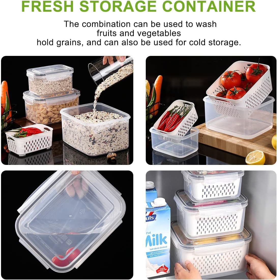 4pc Plastic Fridge Storage With Drainage