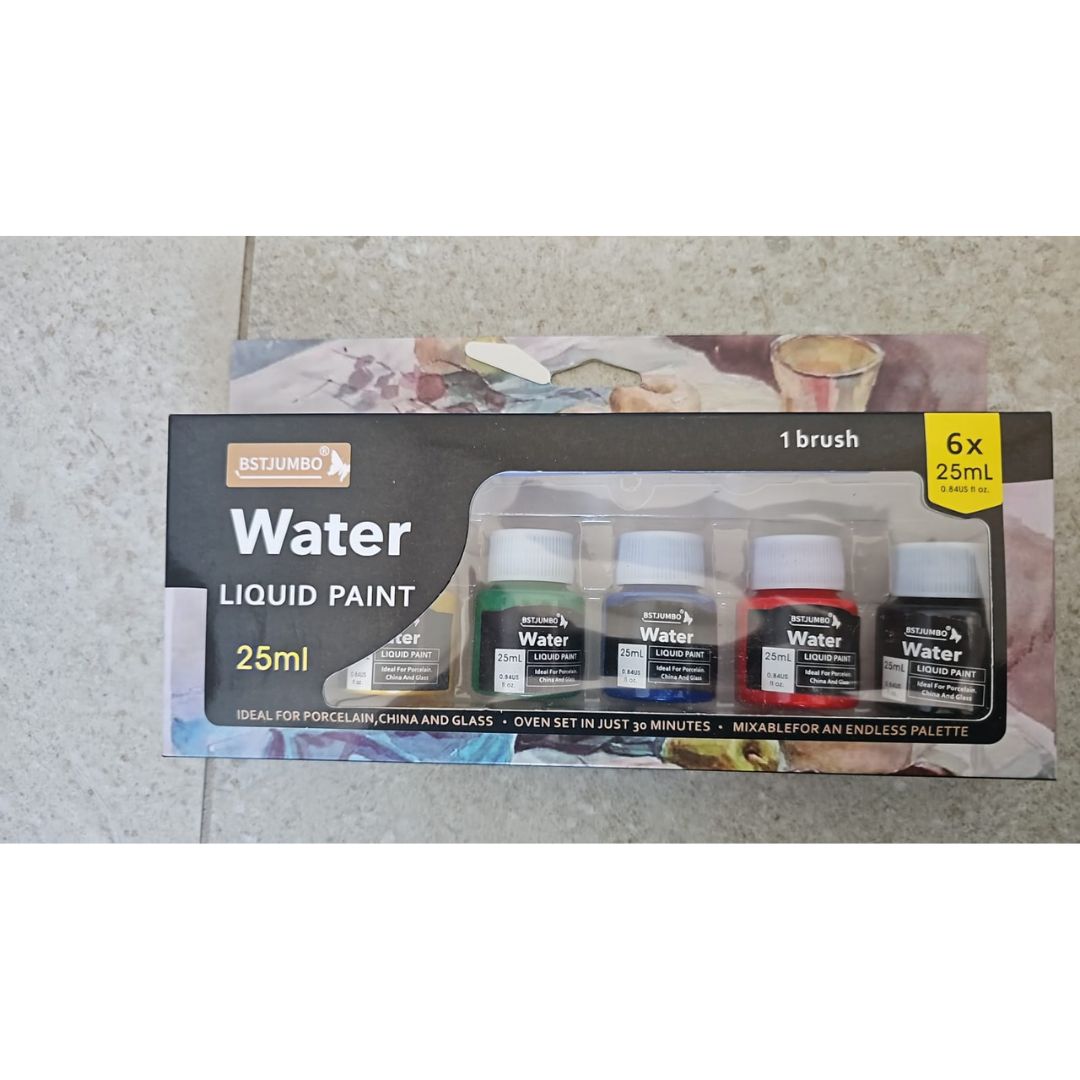6pc Water Liquid Paint Jars 25ml
