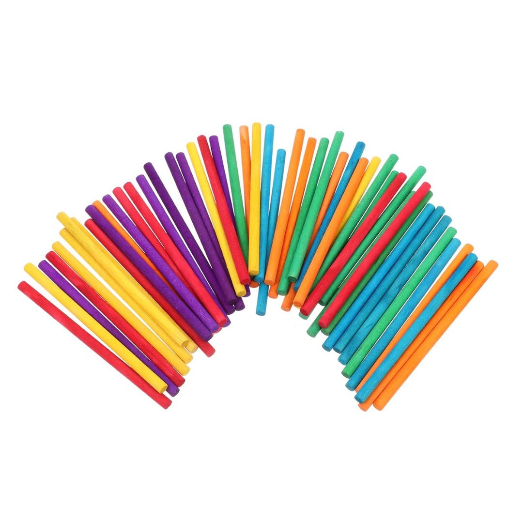 50pc Wooden Rainbow Sticks