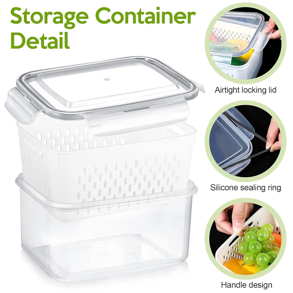 4pc Plastic Fridge Storage With Drainage