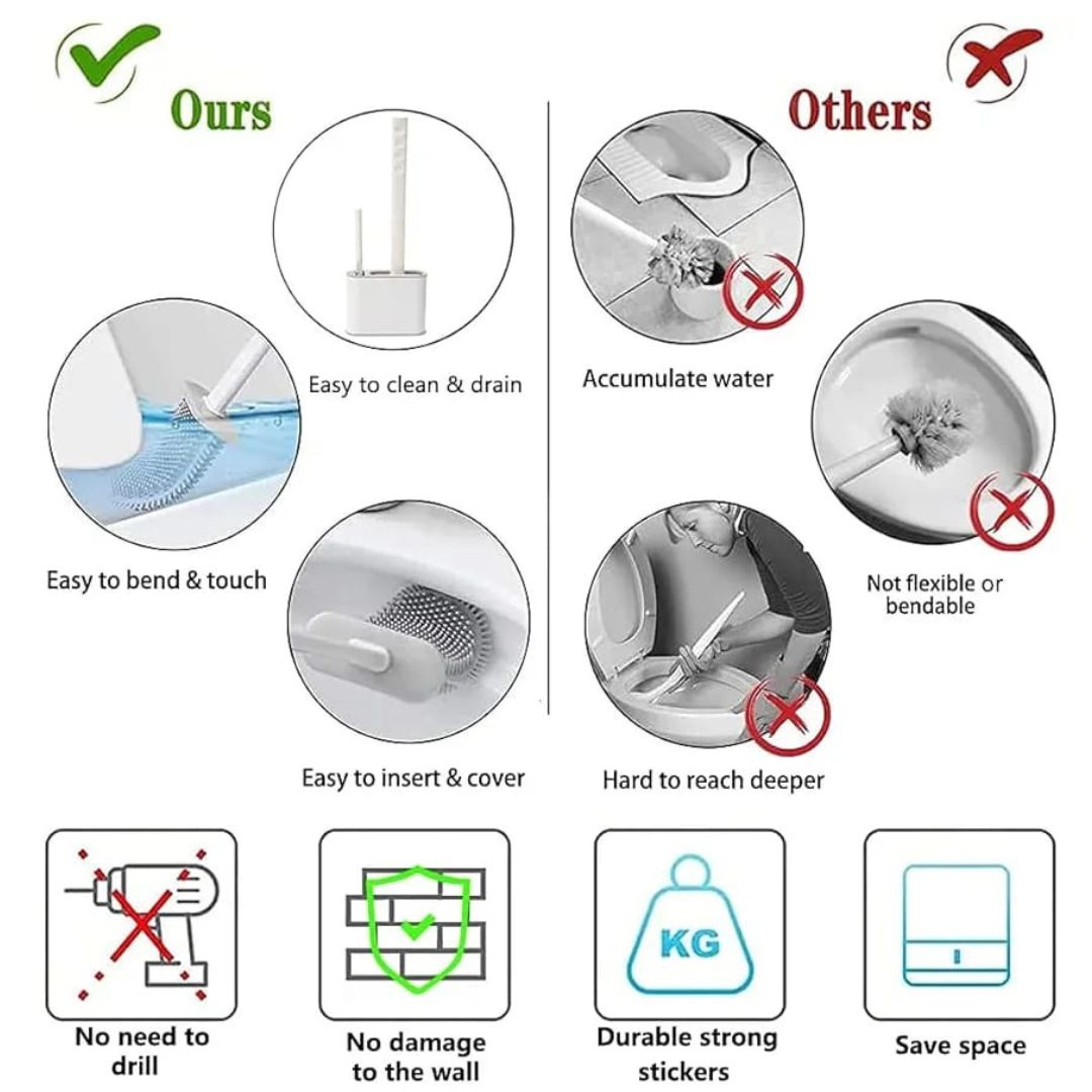 Silicone Toilet Brush With Cleaning Brush