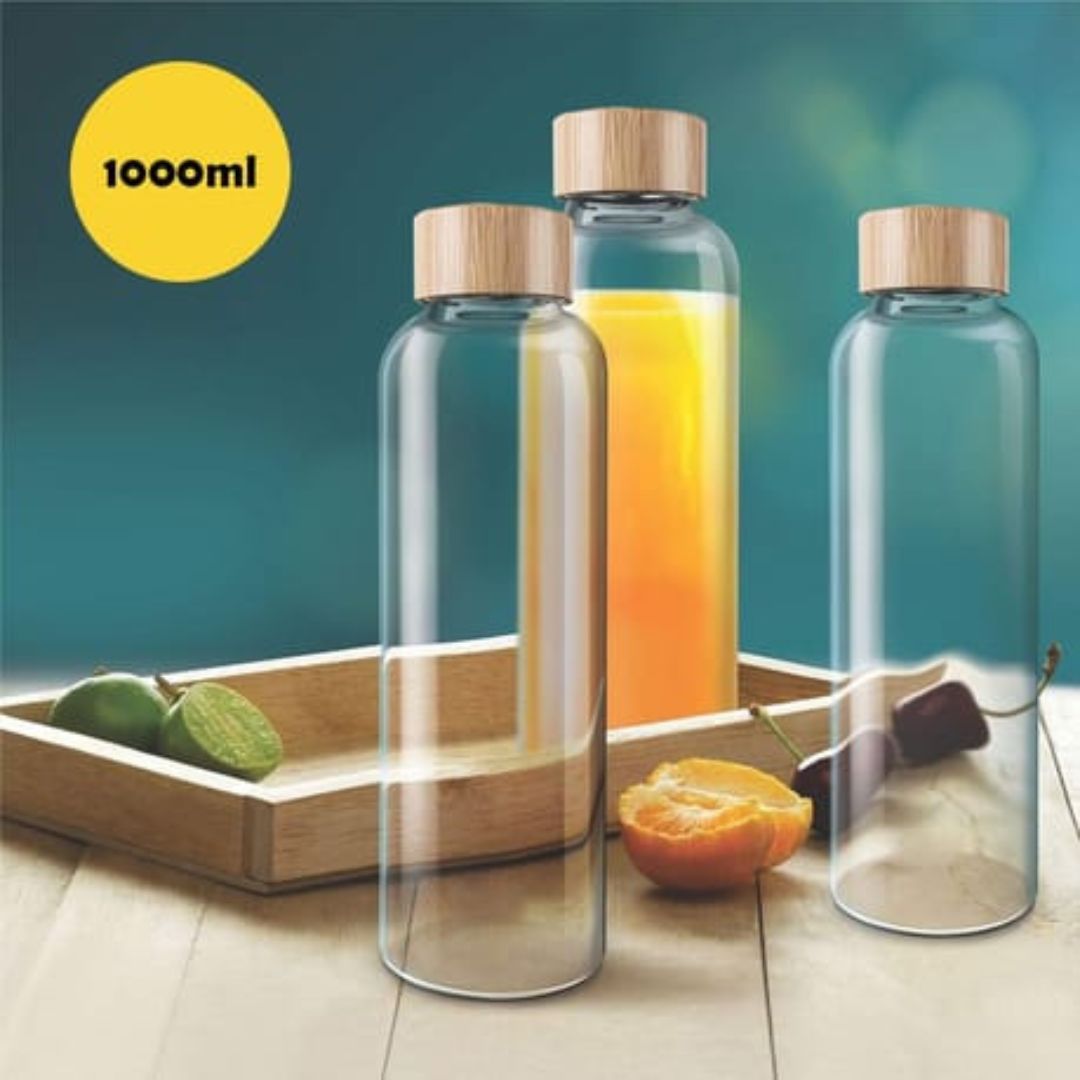 Borosilicate Glass Bottle with Bamboo Lid