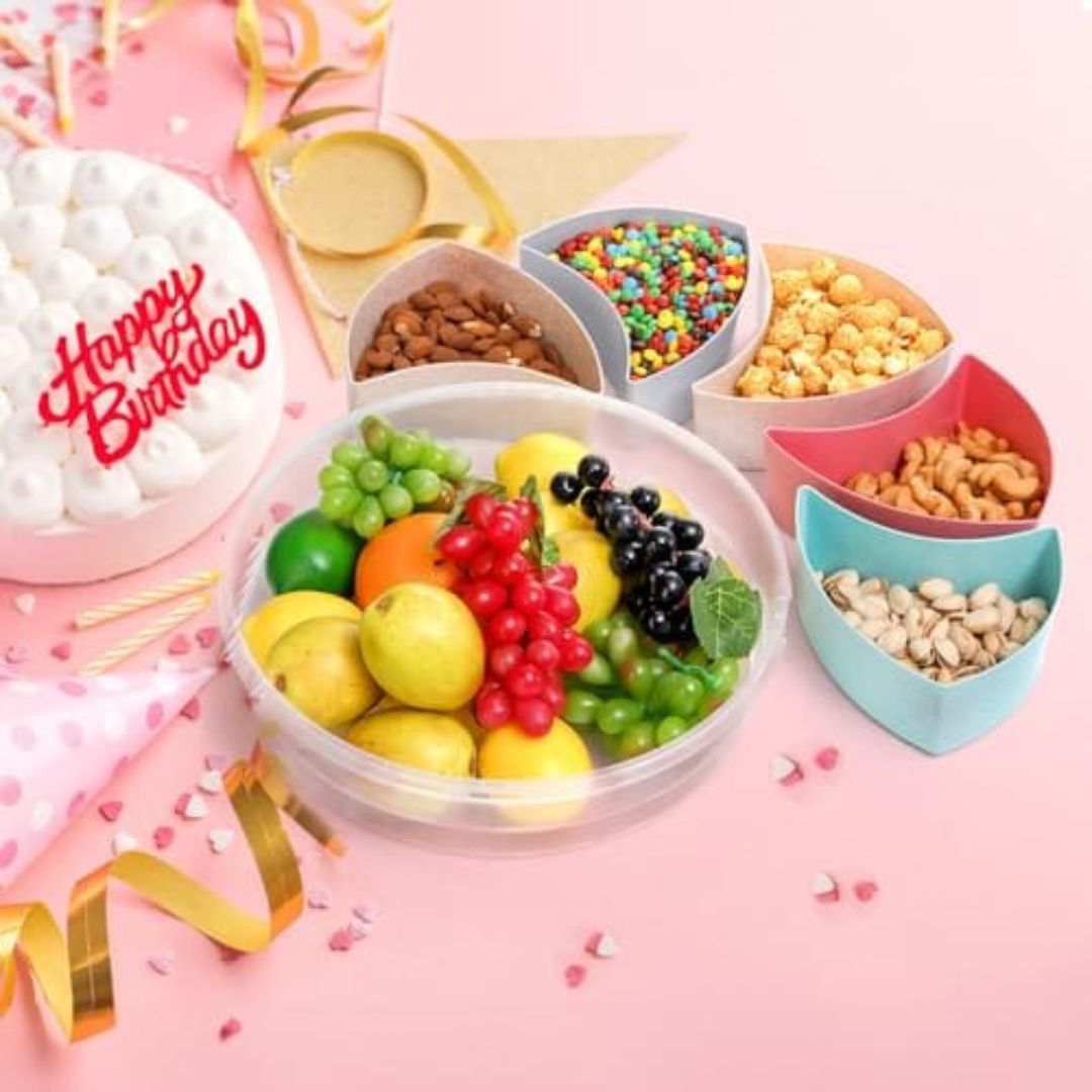 5 Compartment Colourful Snack Box With Lid
