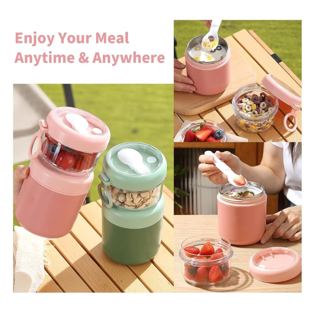 Portable Food Flask With Snack Box