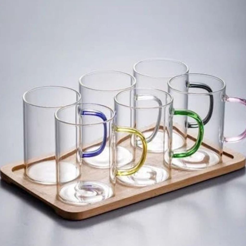 6pc Borosilicate Rainbow Mugs 400ml