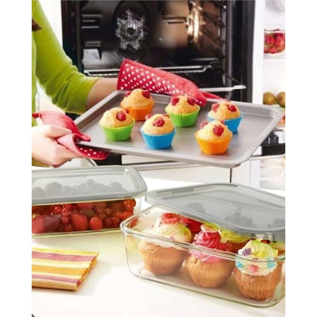 Danny Home Glass Storage With Grey Lid