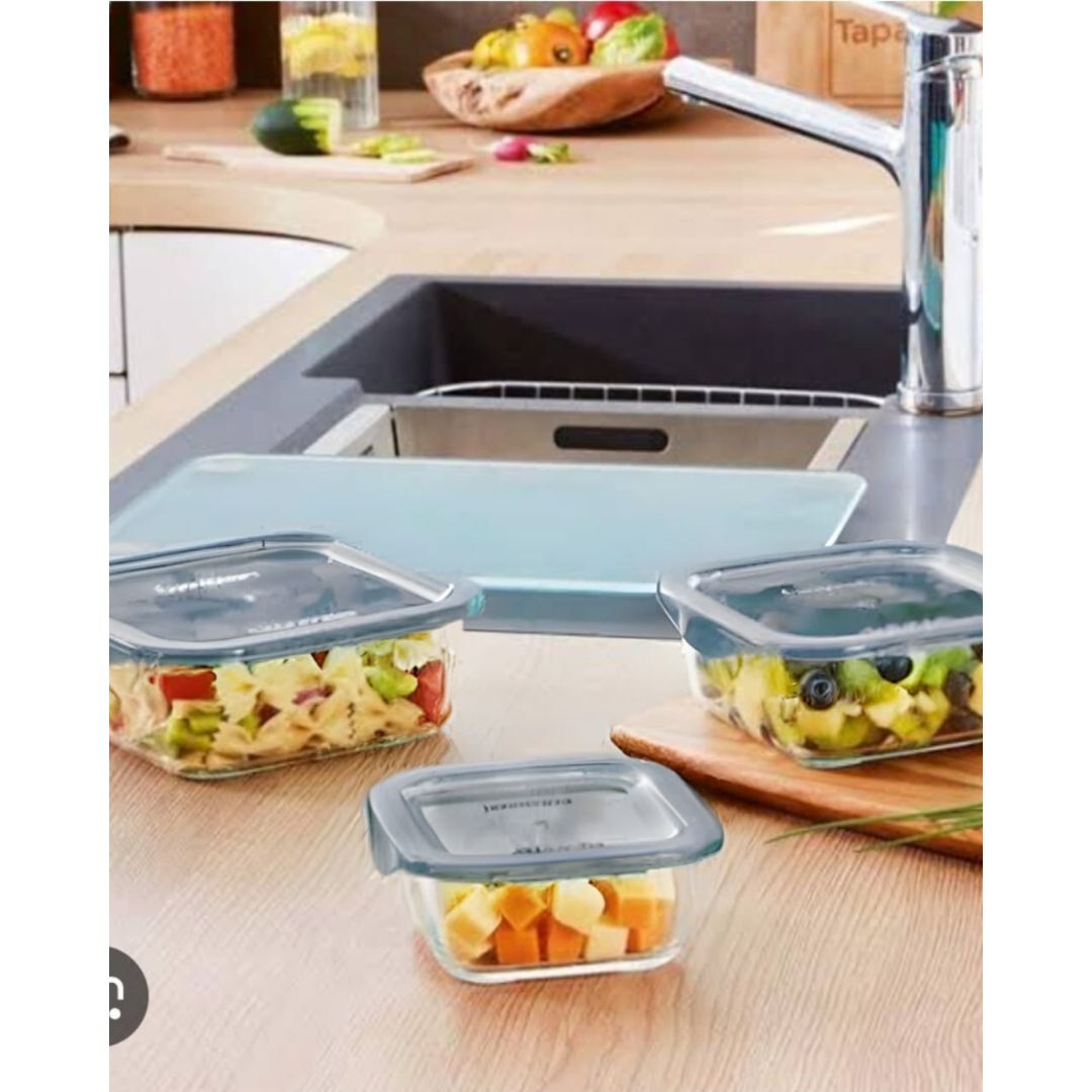 Danny Home Glass Storage With Grey Lid