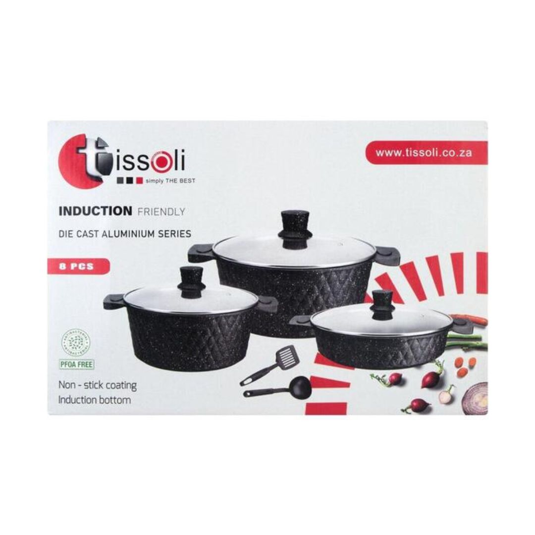 8pc Tissolli Cast Aluminium Set with Glass Lids