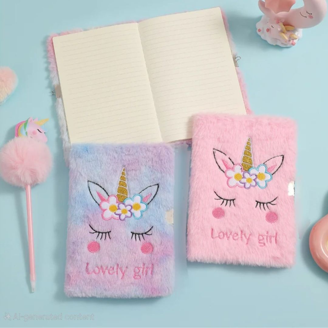 Fur Unicorn Lined Notebook