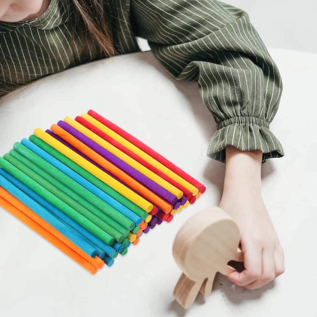 50pc Wooden Rainbow Sticks