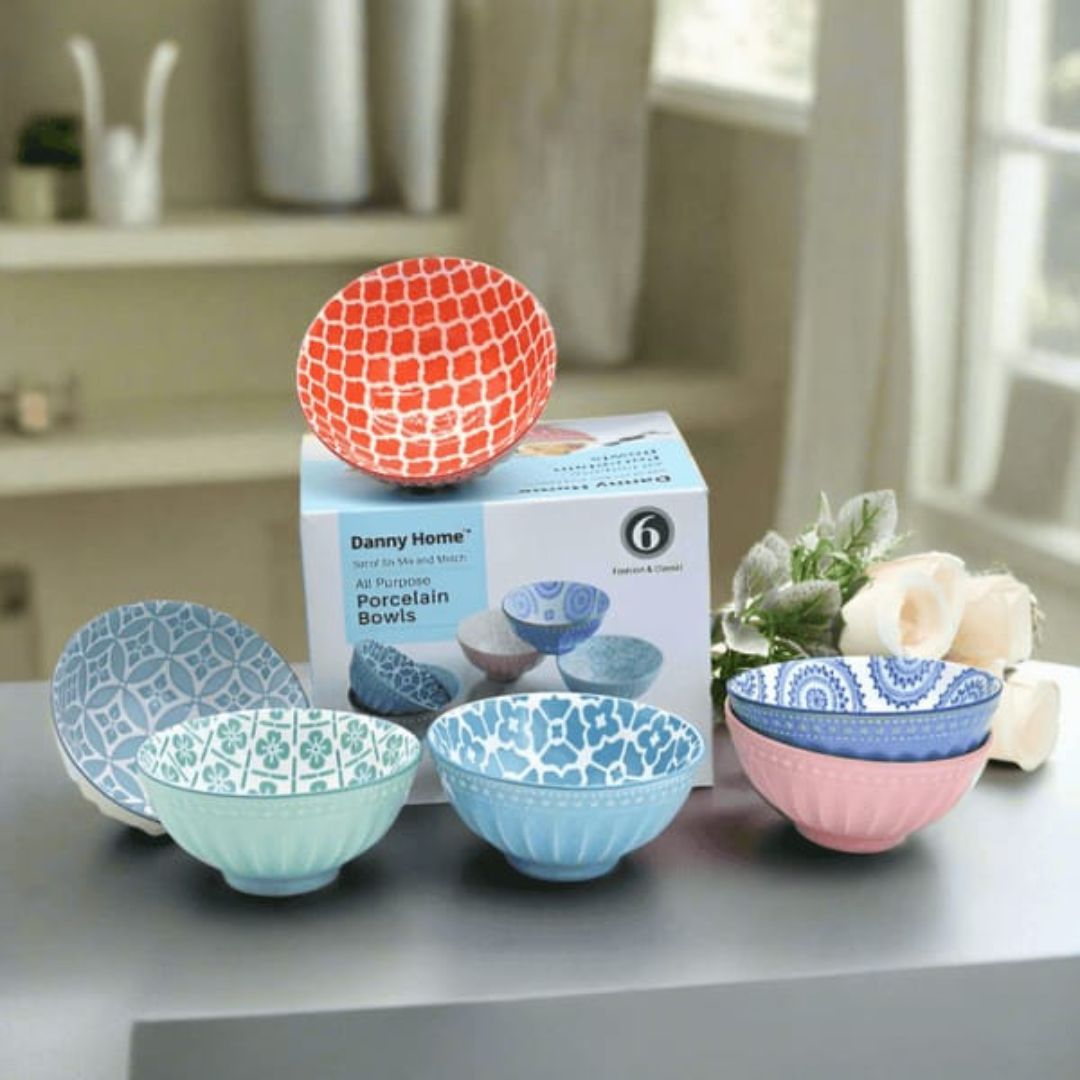 Danny Home 6pc Porcelain Small Bowls 8.9cm