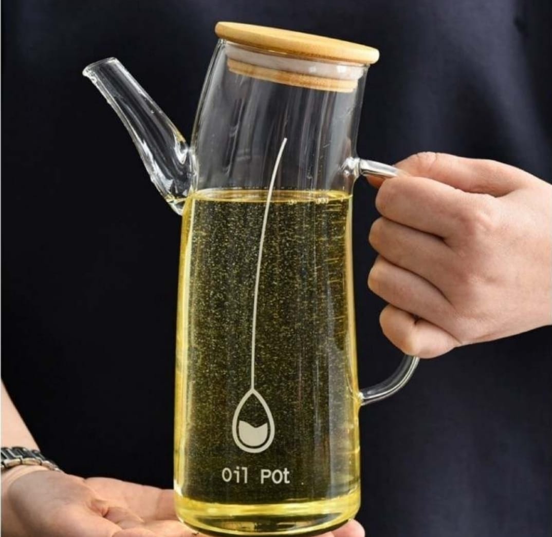 Glass Oil Dispenser With Bamboo Lid