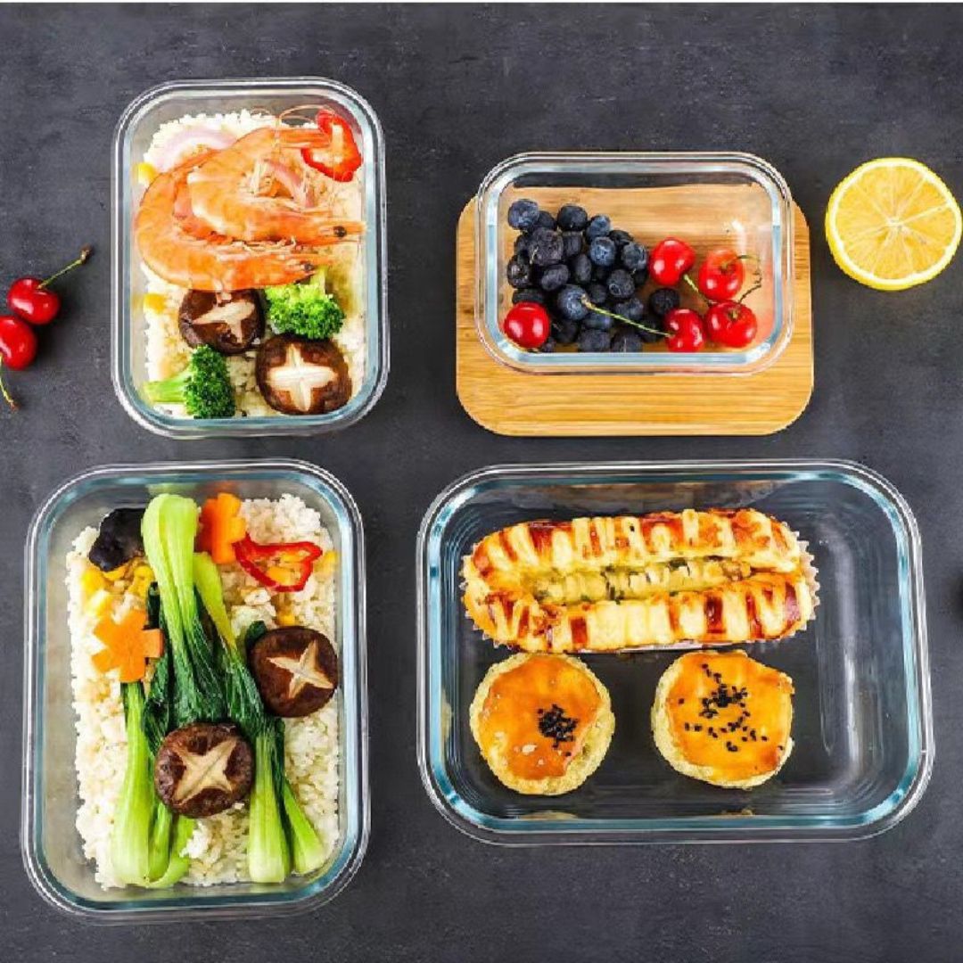 3pc Glass Storage With Bamboo Lids