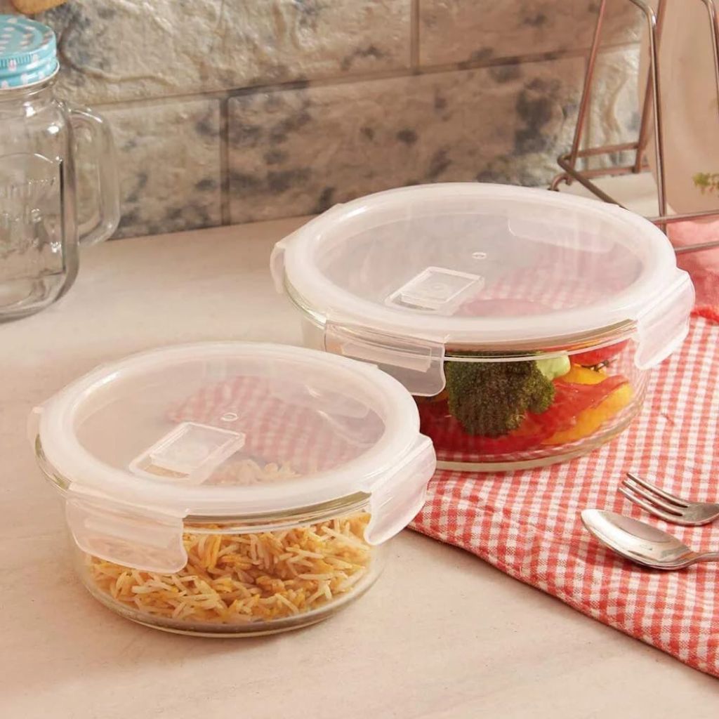 3pc Glass Clip Storage With Clips - Round