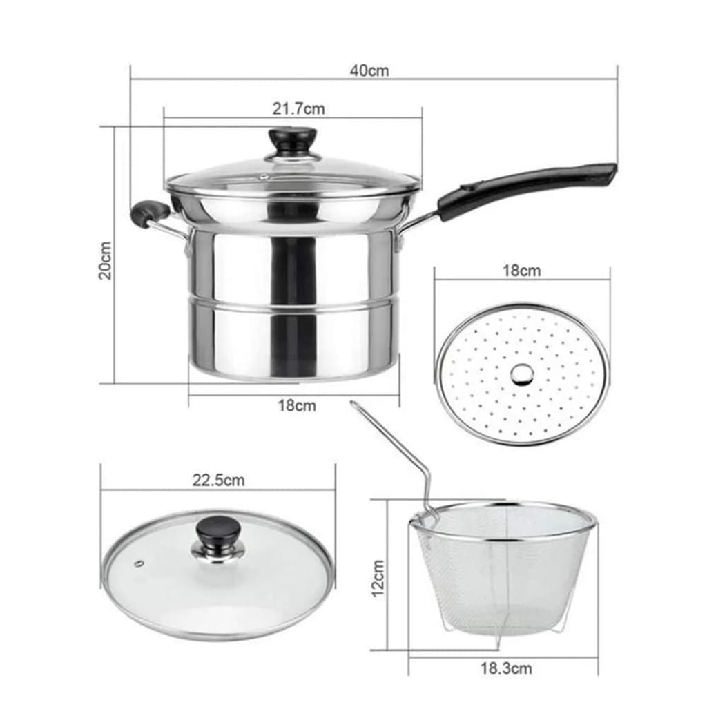 Stainless Steel Steamer/Fryer Pot 22cm
