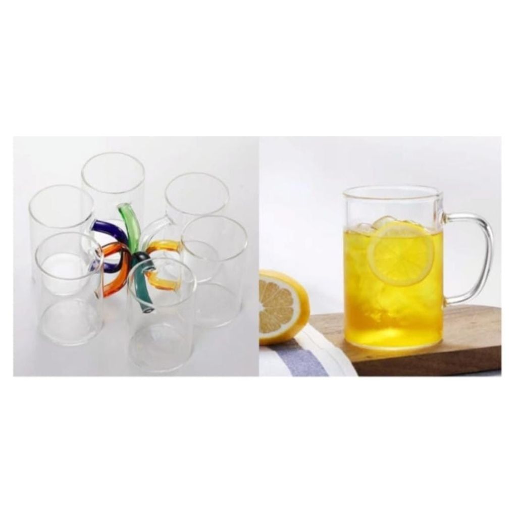 6pc Borosilicate Rainbow Mugs 400ml
