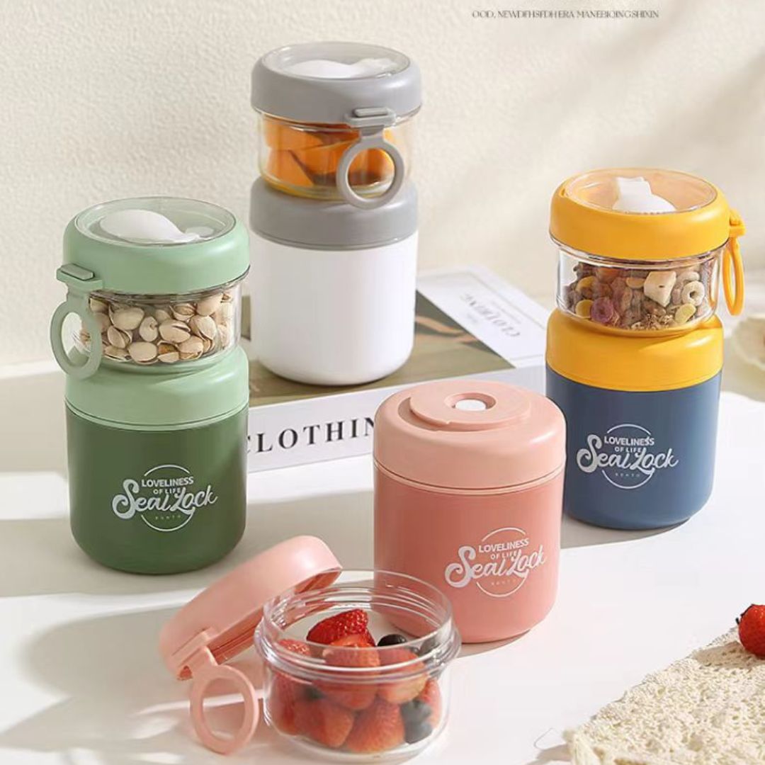Portable Food Flask With Snack Box